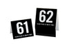 Tent style 3" tall table numbers in black with a bold white number are ideal for use in any restaurant or food service environment. www.citygrafx.com