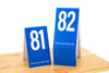 Tall blue table numbers for restaurants and the food service industry. www.citygrafx.com.