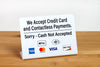 5pk Credit Card Payment Sign - Cash Not Accepted