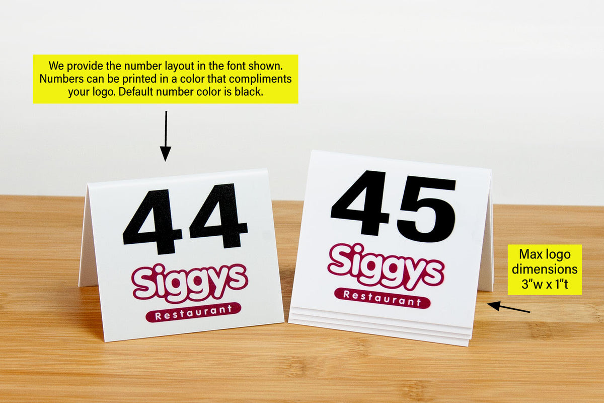 Custom Printed Standard Table Numbers | City Grafx