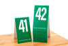Tall green tent style table numbers in number sequence 41-60. www.citygrafx.com.