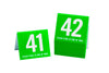 Standard table numbers in lime green w/ white numbers in number sequence 41-60. www.citygrafx.com