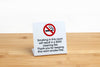 No smoking in room sign with a $250 cleaning fee reminds guests that smoking is not permitted in the room. These no smoking signs are ideal for use in hotels and event venues. 