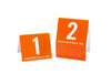 Standard table numbers 1-20 in orange w/ white number. www.citygrafx.com