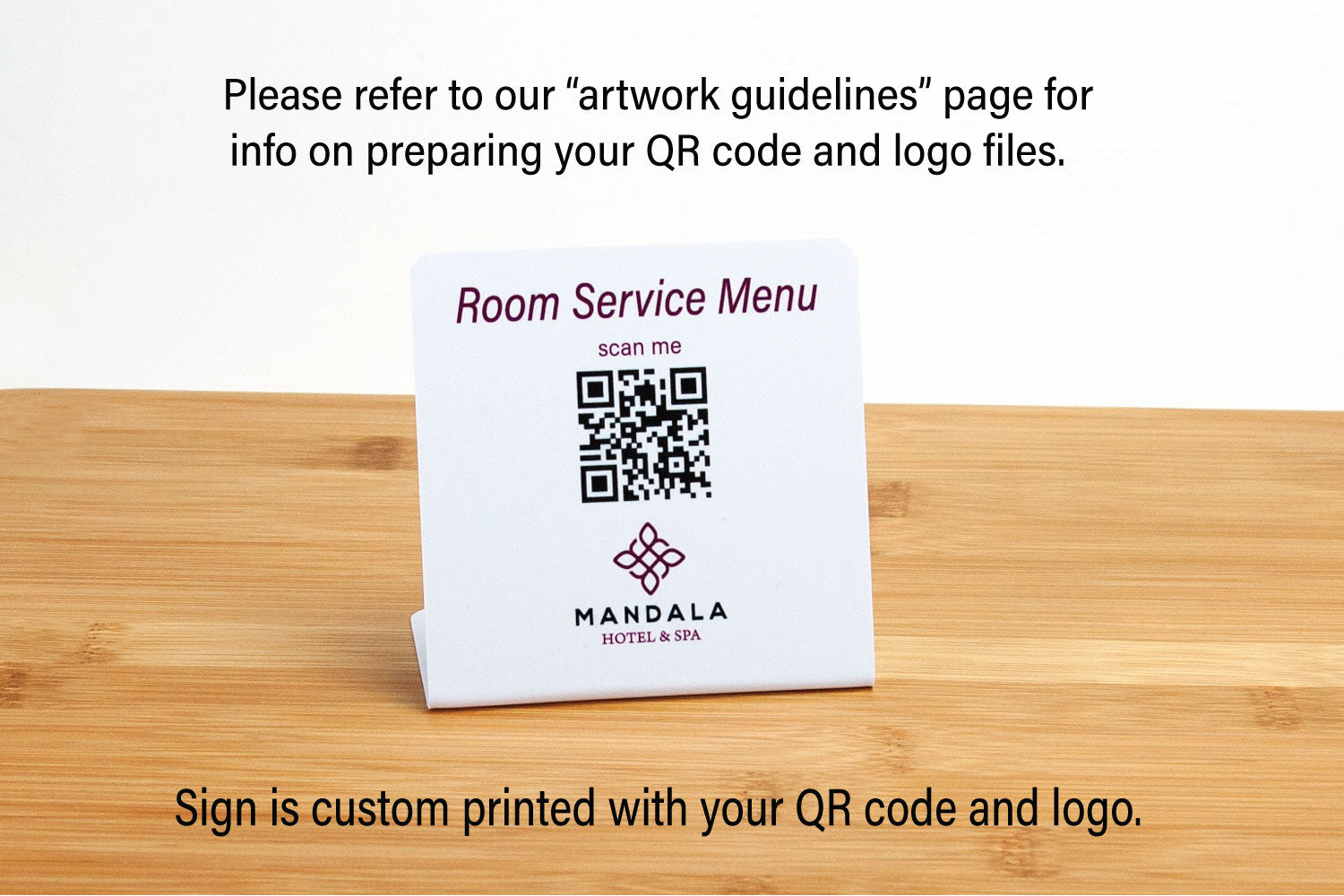 Service Qr Code Sample QR Code Room Service Menu Signs | City Grafx