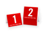 Restaurant table numbers 1-20 in red w/ white number. Perfect for using in restaurants and food service. www.citygrafx.com