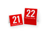 Standard restaurant table numbers in red w/ white number. Perfect for using in the restaurant and food service industry. www.citygrafx.com